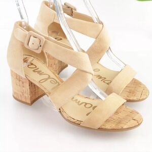 Sam Edelman Suede strappy Cork block heel sandals 💕